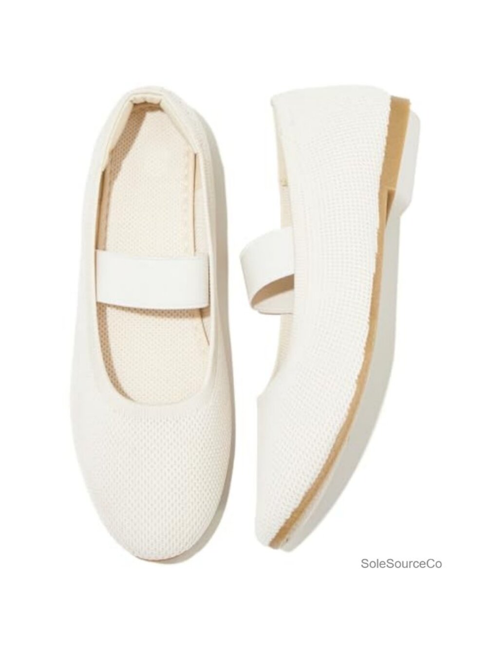 Women's Mary Jane Flats Slip-On Mesh Knit Ballet Shoes Lightweight Machine